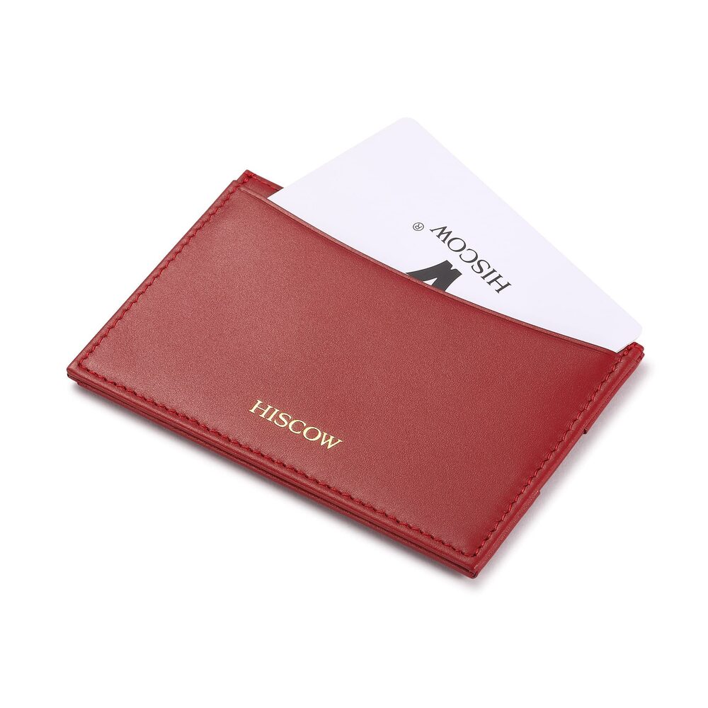 5484 Leather Thin Card Holder, Slim ID Case Small Credit Card Wallet & Red